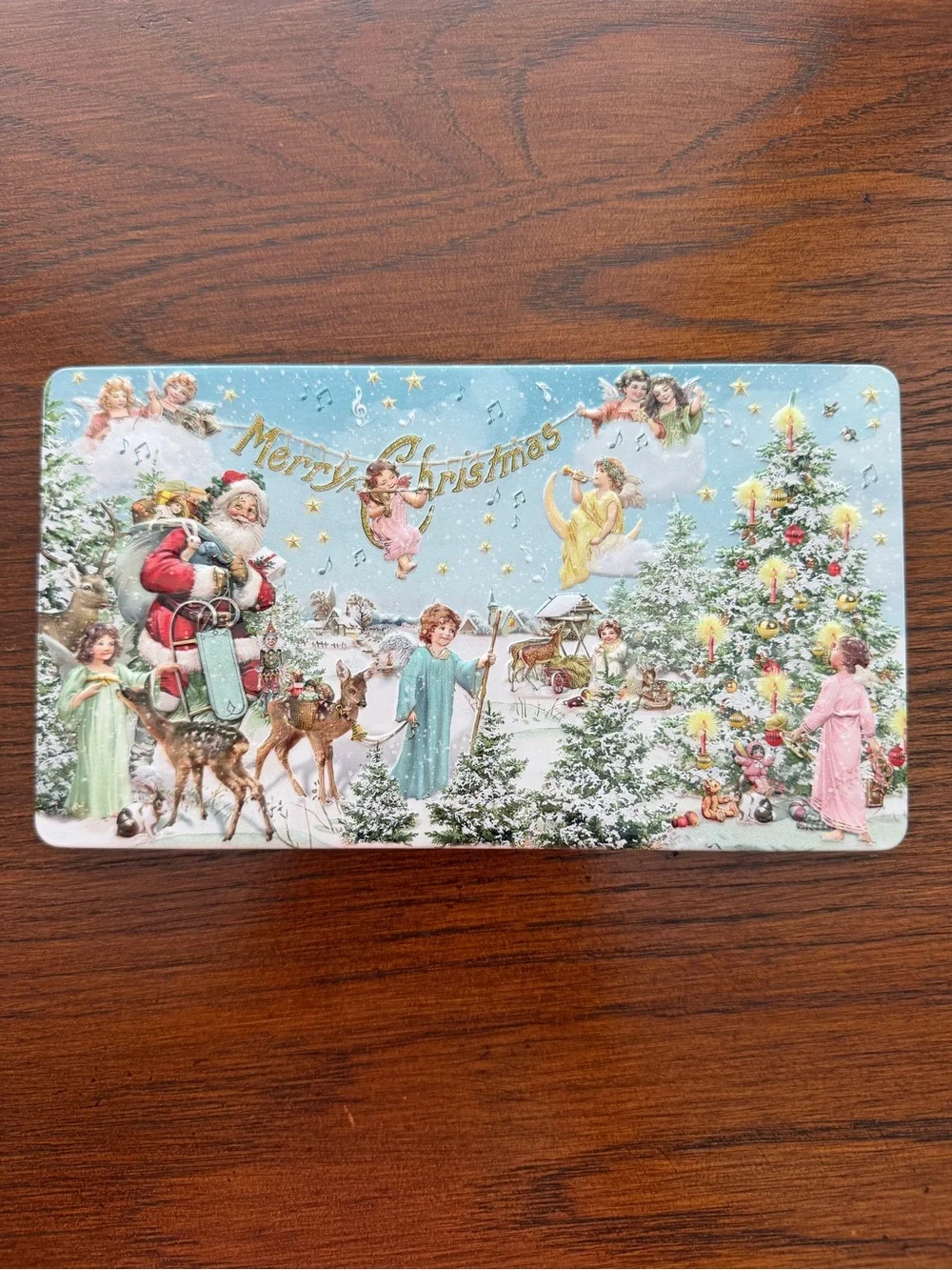Vintage German Embossed Christmas Tin Santa